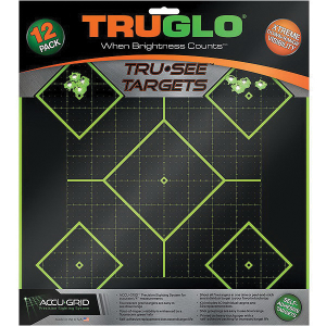 TruGlo Tru See 12" x 12" Self-Adhesive 5-Diamond Target, Fluorescent Green/Black, 12/pack - TG14A12