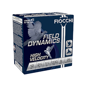 Fiocchi Field Dynamics High Velocity 12 Gauge 2.75" 1.25 oz. #9 Shotshell, 25rds- 12HV9
