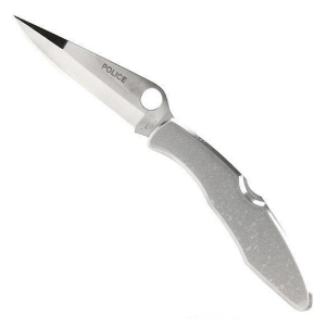 Spyderco Police Model Spear Point Folding Knife, 4.125", Plain Edge - C07P