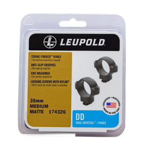 Leupold 35mm Medium Steel 2-Piece Dual Dovetail Scope Ring, Matte Black - 174326