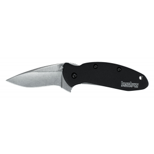 Kershaw Scallion Folding Knife w/ Liner Lock, Black and Stonewash - 1620GRYBW