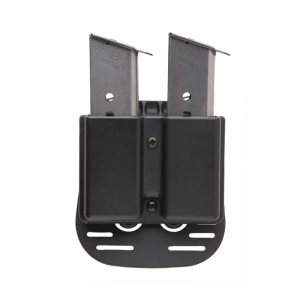 Uncle Mike's Single Row Double Magazine Case, Belt Clip Mount, Smooth Black - 51371