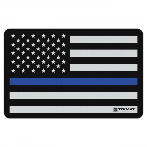 TekMat Police Support Cleaning Mat, 11" W x 17" H x 0.125" T, Black/Gray/Blue - R17POLICE