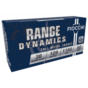 Fiocchi Range Dynamics .38 Super Auto 129gr FMJ Ammo, 50rds - 38SA