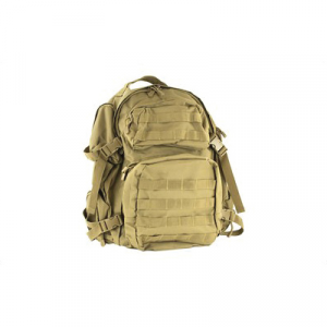 NCSTAR 18"x12"x6" Tactical Backpack w/ Adjustable Shoulder Straps & Exterior PALS/MOLLE Webbing, Tan Nylon - CBT2911
