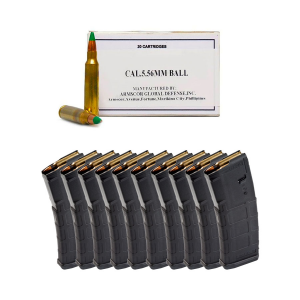 200rds of FMJ 5.56 Ammo & 10 Magpul PMAG 30rd Gen2 MOE Magazines