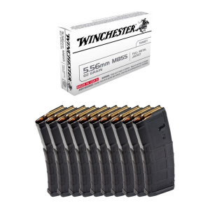 200rds of Winchester FMJ Ammo & 10 Magpul 30rd PMAG Gen2 MOE Magazines