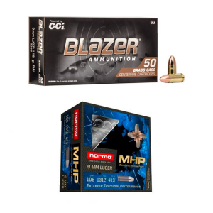 500rds of CCI Blazer 115gr FMJ 9mm Ammo & 20rds of Norma 108gr Monolithic Hollow Point 9mm Ammo