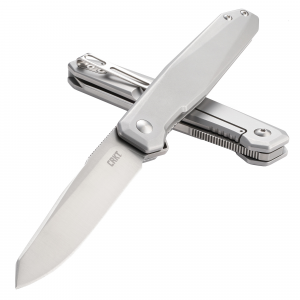 CRKT Facet Silver Folding Knife/Assisted Silver Plain 3.37" K230XXP D2