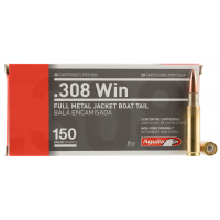 Aguila Centerfire 308 150 grain Full Metal Jacket Boat Tail Rifle Ammo, 20/Box - 1E308110