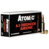 Atomic Ammunition Subsonic 130 gr Sierra Hollow Point Boat Tail 6.5 Crd Ammo, 20/box - 476