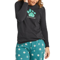 Women's Holiday Paw Long Sleeve Snuggle Up Relaxed Sleep Tee