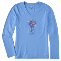 Women's Rainbow Love Daisies Long Sleeve Crusher-LITE Vee