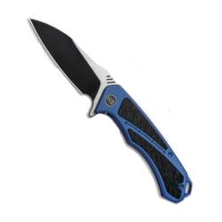 WE Knife Minitor Flipper Knife Blue Ti/CF (3.4" Black Blade) 801A