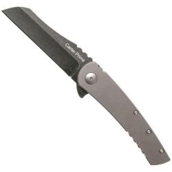 OKC Carter Prime Flipper Knife&comma; 3.375" D2 Black Stonewashed Blade&comma; Milled Titanium Handles