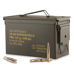  M1 Garand .30-06 Springfield FMJ 150 Grain 500 Rounds With Can Ammo