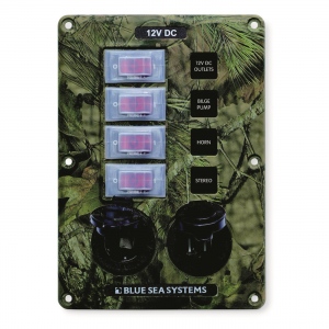Blue Sea Systems 4 Position Circuit Breaker Panel with 12V and Dual USB Camo