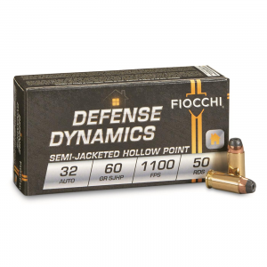 Fiocchi Shooting Dynamics .32 ACP (7.65mm) SJHP 60 Grain 50 Rounds