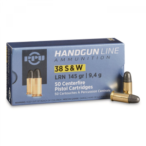 PPU Handgun Line .38 S & W LRN 145 Grain 50 Rounds