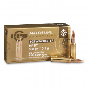 PPU .308 Winchester Match HPBT 168 Grain 20 Rounds