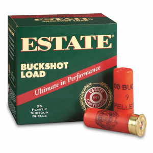 eral Estate Cartridge 12 Gauge 2 3/4 Inch 00 Buckshot 9 Pellets 25 Rounds Ammo
