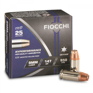 Fiocchi Shooting Dynamics 9mm XTP/JHP 147 Grain 25 Rounds