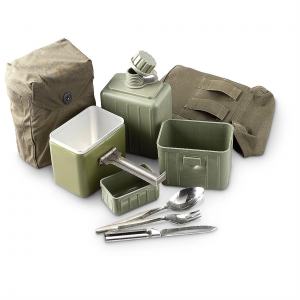 Serbian Military Surplus Mess Kit with Utensils and Bag Used