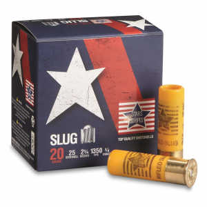 Stars and Stripes 20 Gauge 2 3/4 inch 3/4 oz. Rifled Slug Ammo 25 Rounds