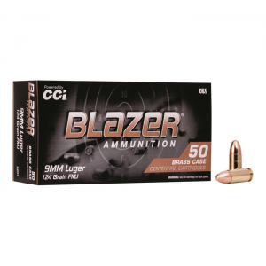  Blazer Brass 9mm FMJ-RN 124 Grain 50 Rounds Ammo