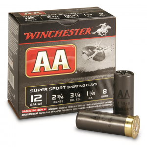 chester AA Super Sport Sporting Clays 12 Gauge 2 3/4 Inch 1 1/8 Oz. Shot Shells 25 Rounds Ammo