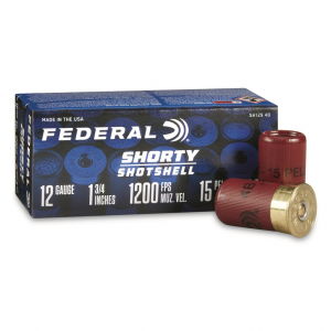 Federal Shorty Shotshells 12 Gauge 1 3/4 inch No. 4 Buckshot 15 Pellets 10 Rounds