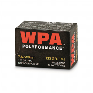 f WPA Polyformance 7.62x39mm FMJ 123 Grain 20 Rounds Ammo