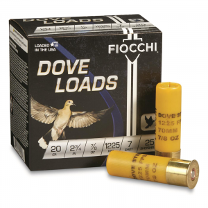 Fiocchi Field Dynamics Steel Dove Loads 20 Gauge 2 3/4 inch 7/8 oz. 250 Rounds