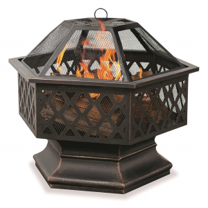 Endless Summer 28" Wood Burning Fire Pit with Oil-rubbed Bronze  &  Lattice Design