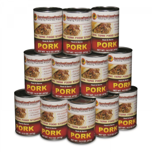 Survival Cave Food Canned Pork 12 Pack 14.5-oz. Cans