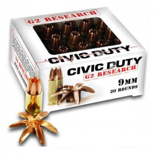 G2 Research Civic Duty 9mm SCHP 100 Grain 20 Rounds