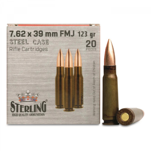 rling Steel Case 7.62x39mm FMJ 123 Grain 20 Rounds Ammo