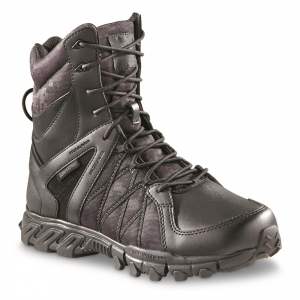 Reebok Men's Trailgrip 8 inch Side Zip Waterproof Tactical Boots Black Digi Camo