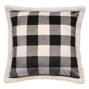 Carstens Black  &  White Lumberjack Sherpa Throw Pillow 18 inch x 18 inch