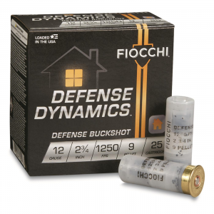 cchi Defense Dynamics 12 Gauge 2 3/4 Inch Buckshot 9 Pellet 25 Rounds Ammo