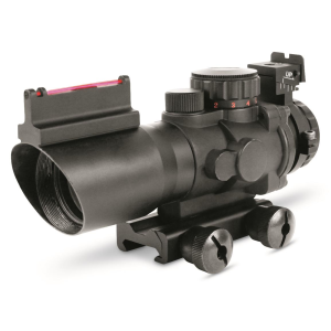 AIM Sports Prismatic Series 4x32mm Rapid Ranging Reticle Fiber Optic Front Sight Rifle Scope