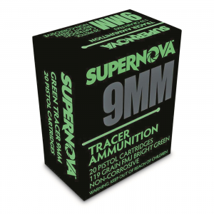 ernova Green Tracer 9mm FMJ 119 Grain 20 Rounds Ammo