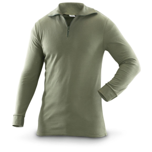 SURPLUS French Military  Quarter Zip Tricot Shirt Olive Drab New