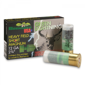 nneke Green Lightning 12 Gauge 2 3/4 Inch 546-gr. Slug 5 Rounds Ammo