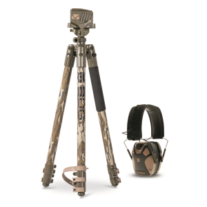 BOG DeathGrip Shooting Tripod with Caldwell E-Max Pro Series Hearing Protection Ear Muffs