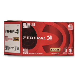 Federal Champion 9mm FMJ 115 Grain 200 Rounds eral Champion 9mm FMJ 115 Grain 200 Rounds Ammo