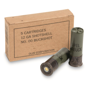 FEDERAL Winchester Military Grade 12 Gauge 00 Buck 9 Pellets 5 Rounds