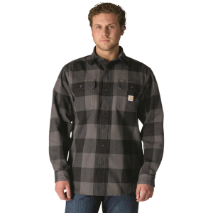 Loose Fit Heavyweight Flannel Long-Sleeve Plaid Shirt