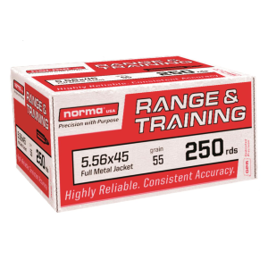 Norma Range & Training 5.56x45mm NATO FMJ 55 Grain 250 Rounds ma Range & Training 5.56x45mm NATO FMJ 55 Grain 250 Rounds Ammo