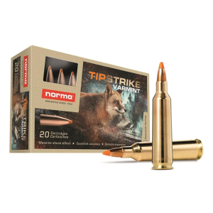 Norma Tipstrike Varmint .22-250 Rem Polymer Tip 55 Grain 20 Rounds ma Tipstrike Varmint .22-250 Rem Polymer Tip 55 Grain 20 Rounds Ammo